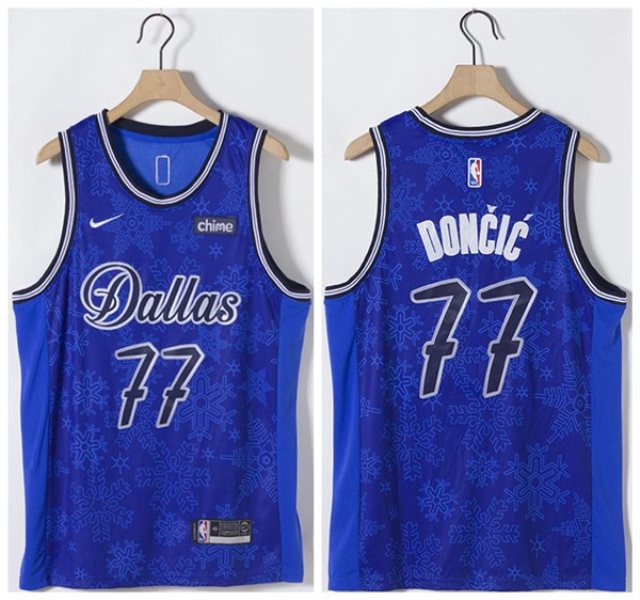 NBA Mavericks 77 Luka Doncic Blue Nike Men Jersey
