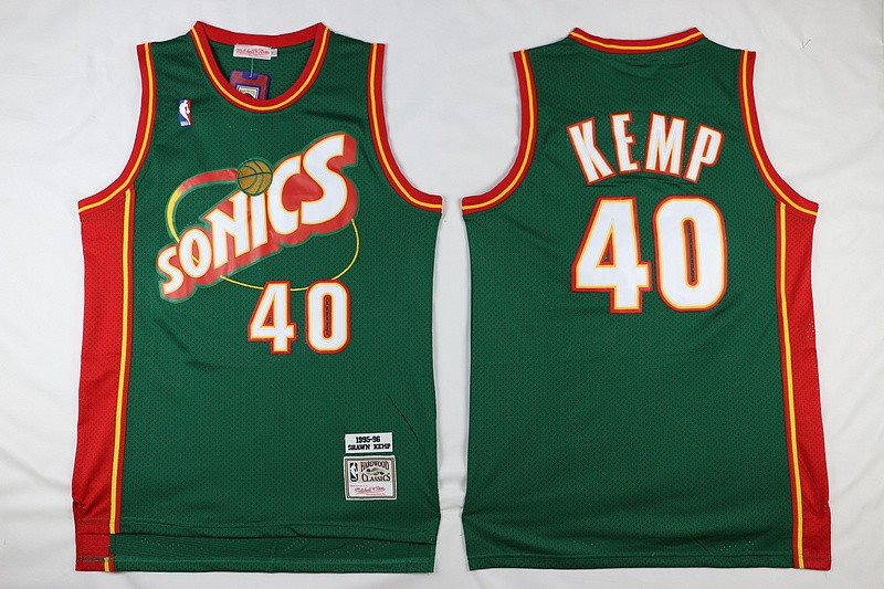 NBA Supersonics 40 Shawn Kemp Throwback Green Men Jersey