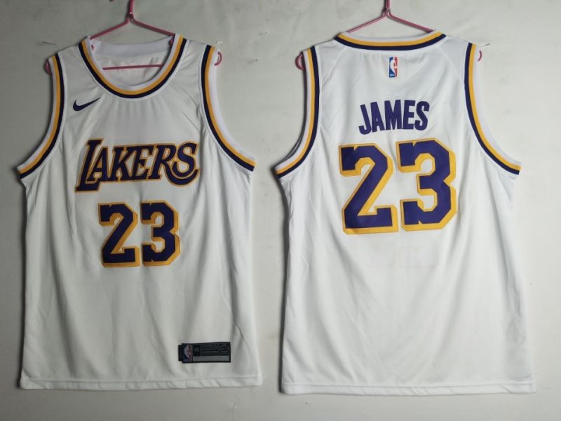 NBA Lakers 23 Lebron James White Nike Swingman Men Jersey