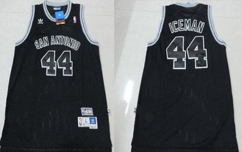 NBA Spurs 44 George Gervin Black Iceman Nickname Men Jersey
