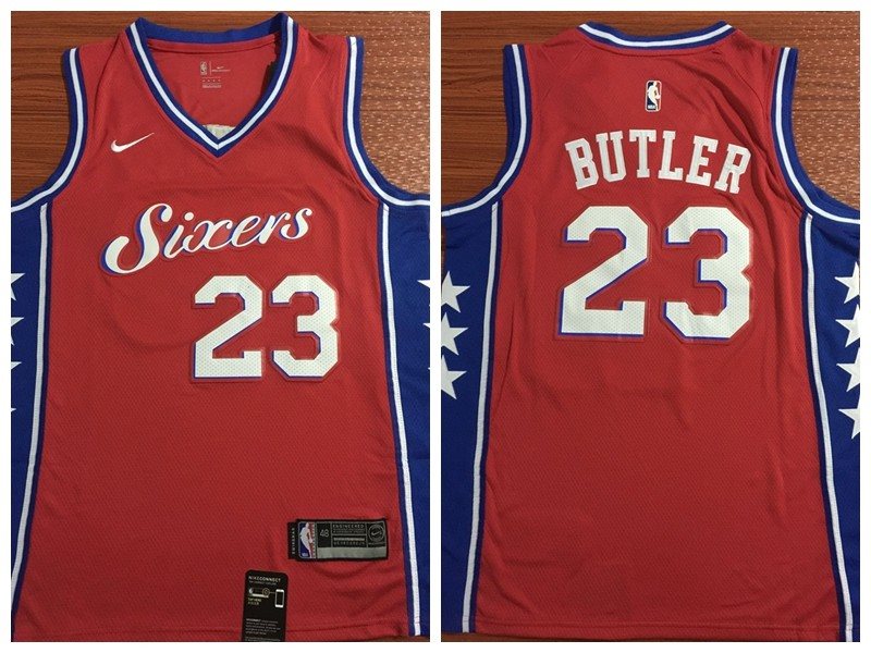 NBA 76ers 23 Jimmy Butler Red Nike Men Jersey