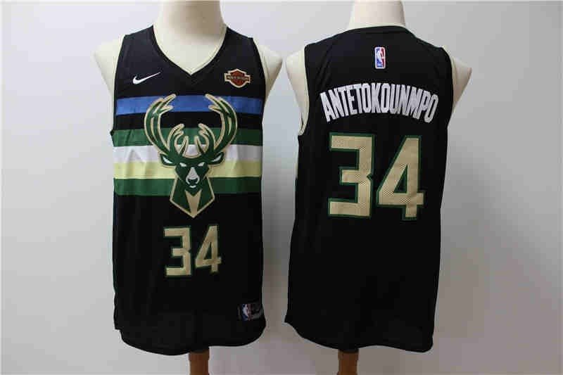 NBA Bucks 34 Giannis Antetokounmpo Black Nike Men Jersey