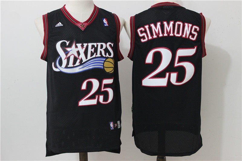 NBA 76ers 25 Ben Simmons Black Throwback Swingman Men Jersey