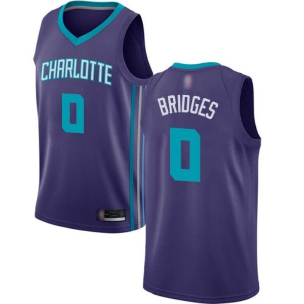 NBA Hornets 0 Miles Bridges Purple Men Jersey