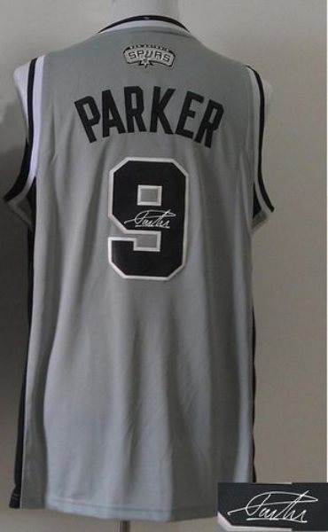 NBA Spurs 9 Tony Parker Autographed Grey Revolution 30 Men Jersey