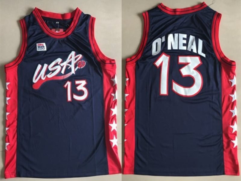 Team USA 13 Shaquille O'Neal Navy Dream Team III Jersey