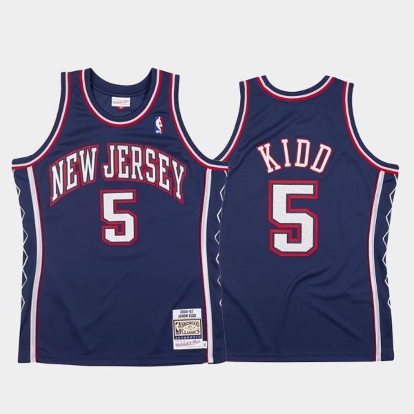 NBA Nets 5 Jason Kidd Hardwood Classics 2006-07 Navy Men Jersey
