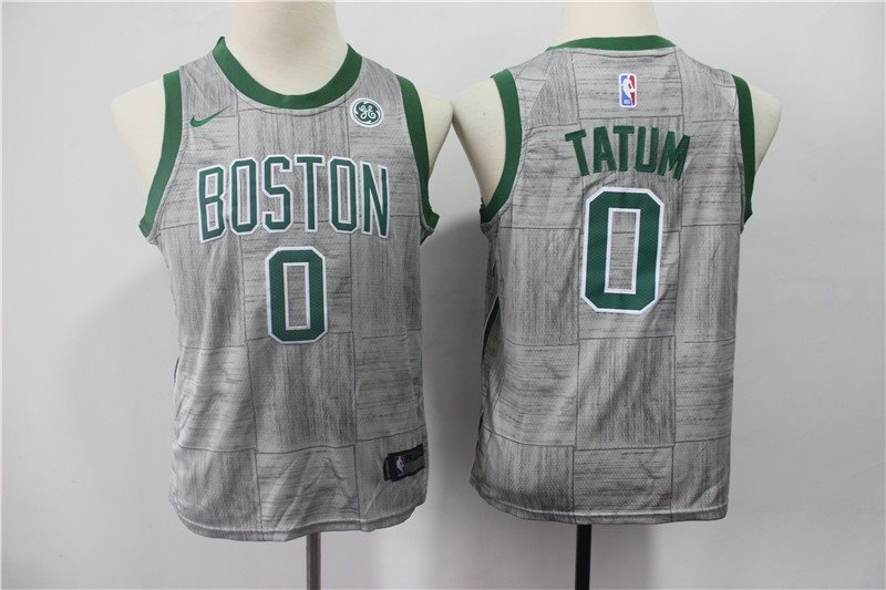 NBA Celtics 0 Jayson Tatum Gray City Edition Nike Youth Jersey