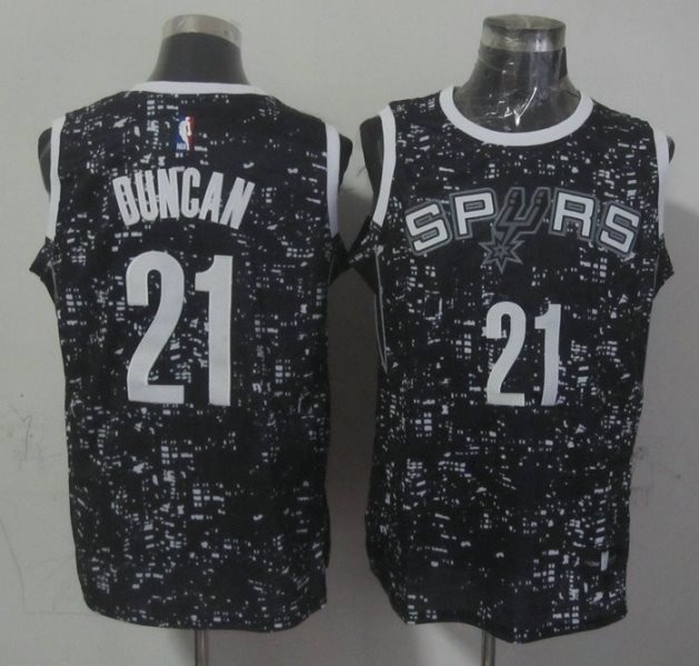 NBA Spurs 21 Tim Duncan Black City Luminous Men Jersey