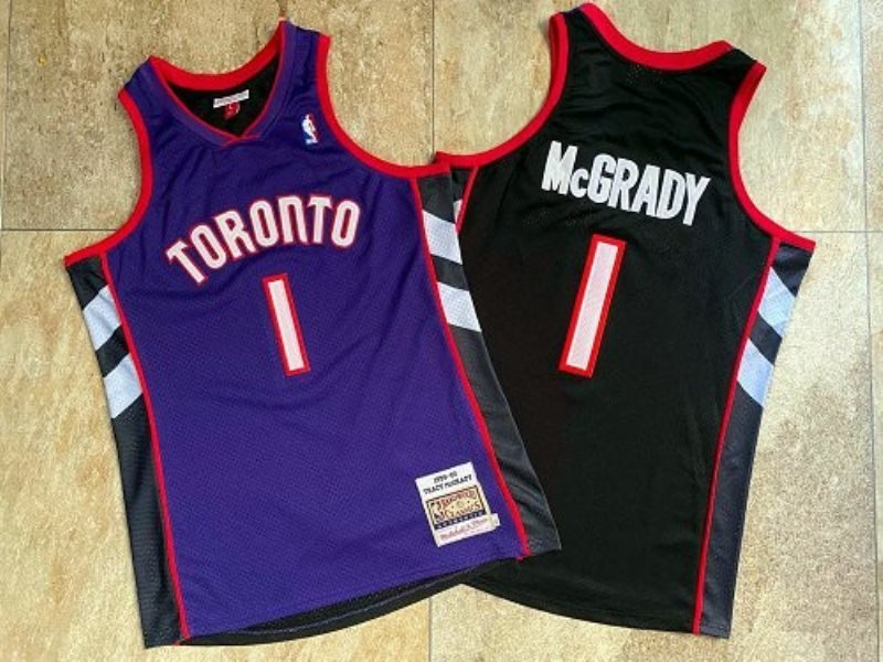 NBA Raptors 1 Tracy McGrady Purple Black 1999-00 Hardwood Classics Men Jersey