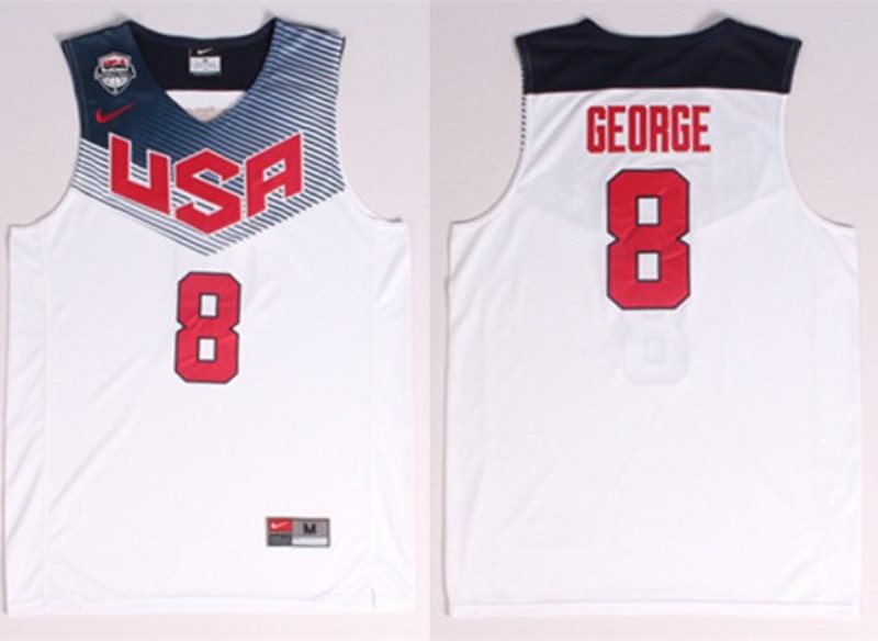Team USA No.8 Paul George White Male Basketball Jersey