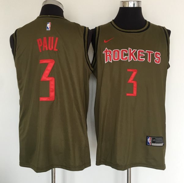 NBA Rockets 3 Chris Paul Olive Nike Swingman Men Jersey