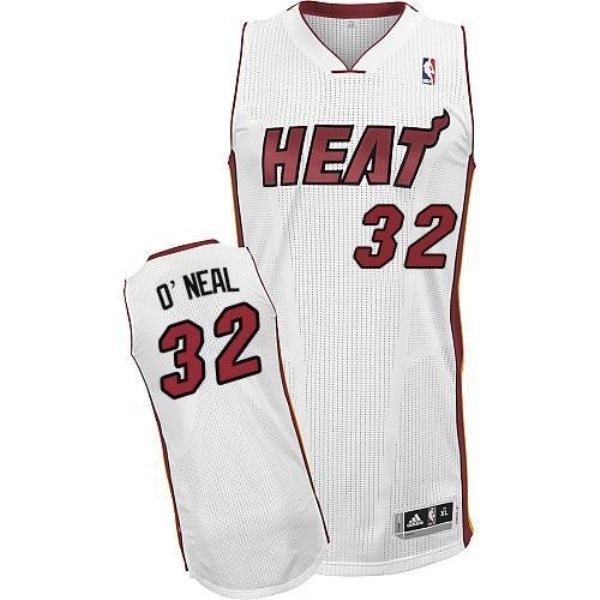NBA Heat 32 Shaquille O'Neal White Throwback Men Jersey