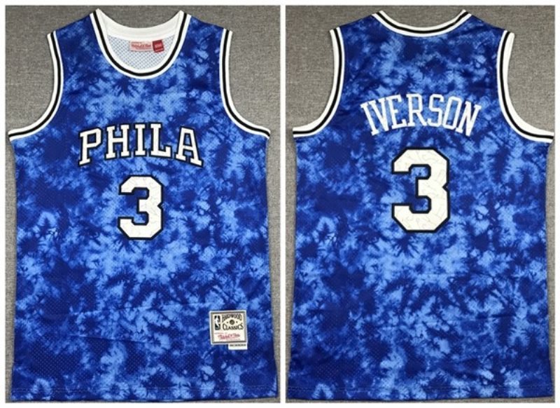 NBA Philadelphia 76ers 3 Allen Iverson Blue Classics Men Jersey