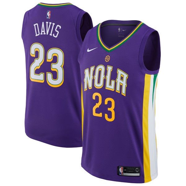 NBA Pelicans 23 Anthony Davis Purple Mardi Gras Pride Nike Men Jersey
