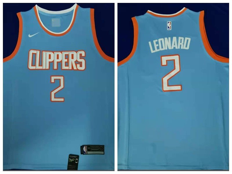 NBA Clippers 2 Kawhi Leonard Light Blue Nike Men Jersey