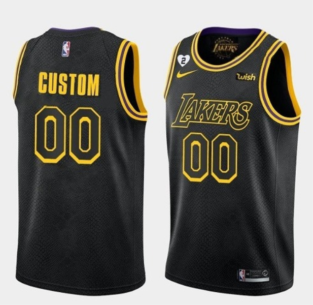 NBA Lakers Customized With Gigi Patch Black Men Jersey