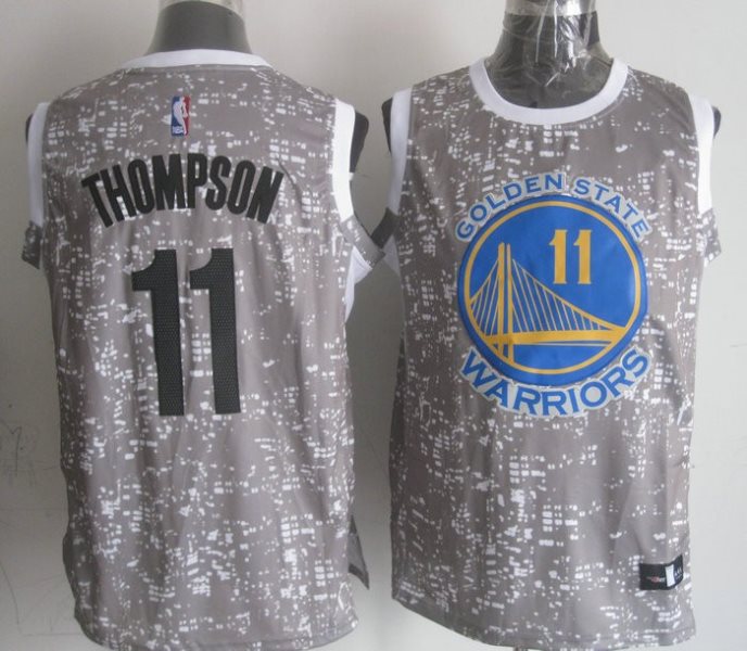 NBA Warriors 11 Klay Thompson Gray City Luminous Men Jersey