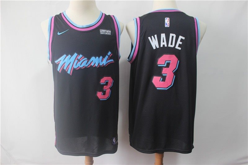 NBA Heat 3 Dwyane Wade 2018-19 City Edition Black Nike Men Jersey