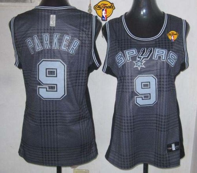 NBA Spurs 9 Tony Parker Black With Finals Patch Rhythm Women Jersey