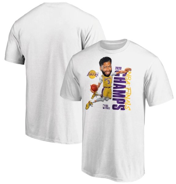 NBA Lakers 3 Anthony Davis White 2020 Finals Champions Vertical Player T-Shirt