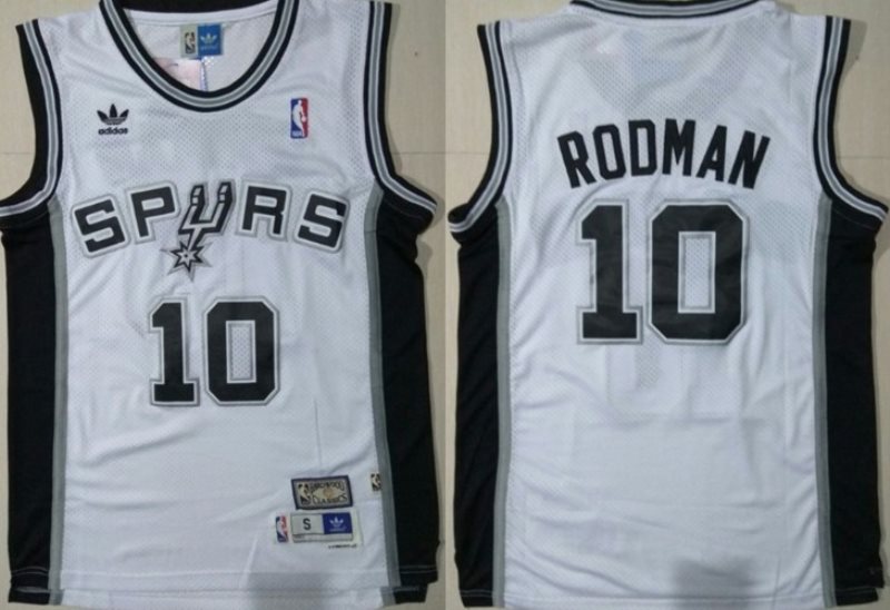 NBA Spurs 10 Dennis Rodman White Mesh Hardwood Classics Men Jersey