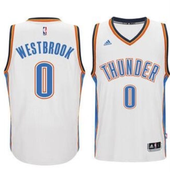 NBA Thunder 0 Russell Westbrook White Men Jersey