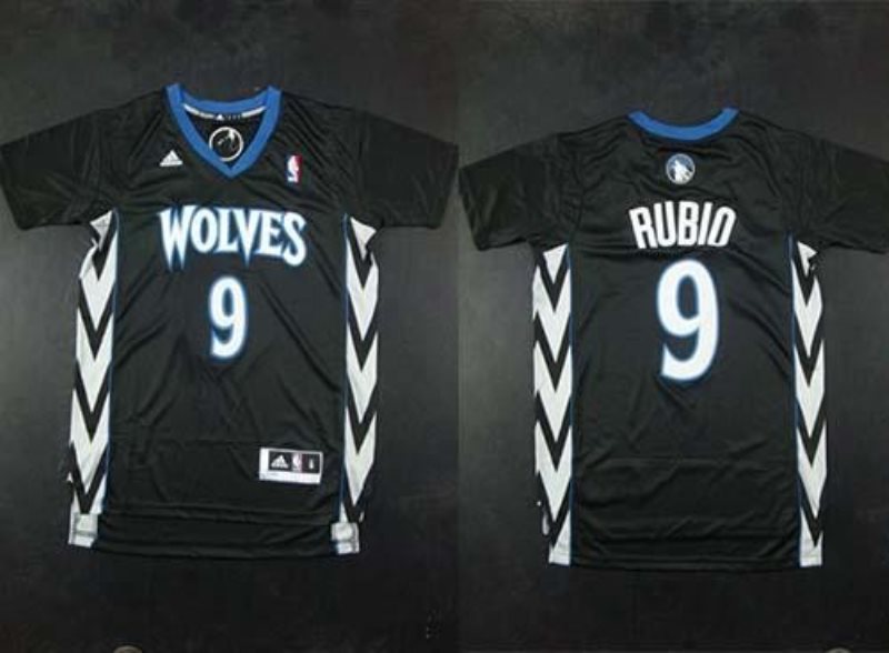 NBA Timberwolves 9 Ricky Rubio Black Alternate Men Jersey
