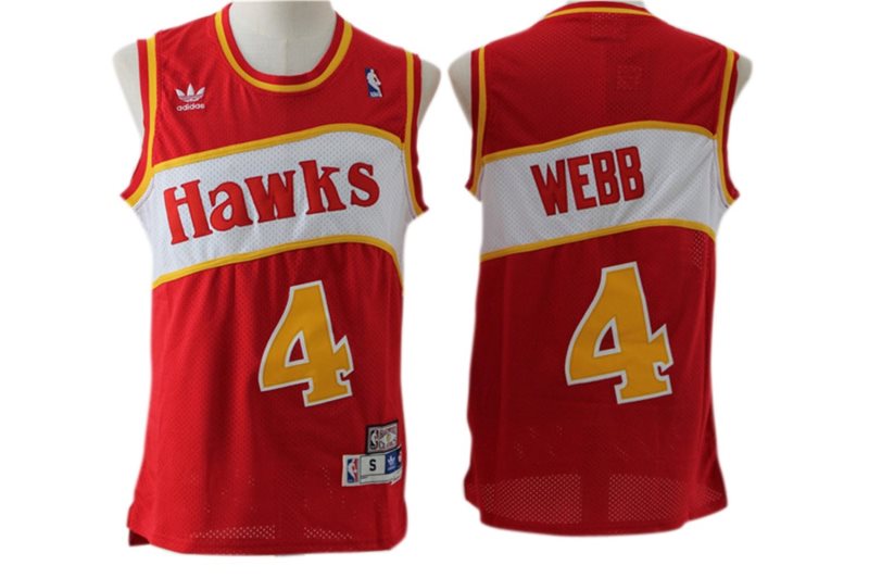 NBA Hawks 4 Spud Webb Red Hardwood Classics Men Jersey