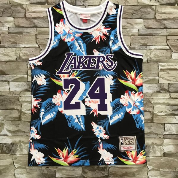 NBA Lakers 24 Kobe Bryant Flower Fashion Men Jersey