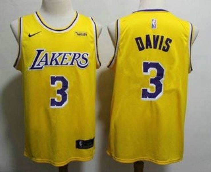 NBA Lakers 3 Anthony Davis Yellow Nike Swingman Men Jersey With Logo