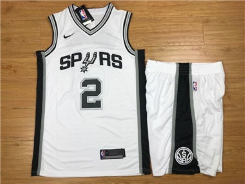 NBA Spurs 2 Kawhi Leonard White Nike Swingman Men Jersey With Shorts