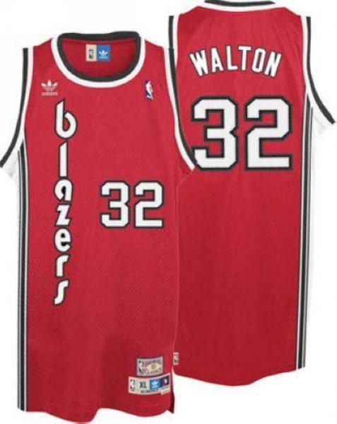 NBA Blazers 32 Bill Walton Red Throwback Men Jersey