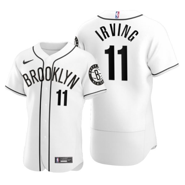 Nike Nets 11 Kyrie Irving 2020 White NBA X MLB Crossover Edition Men Jersey