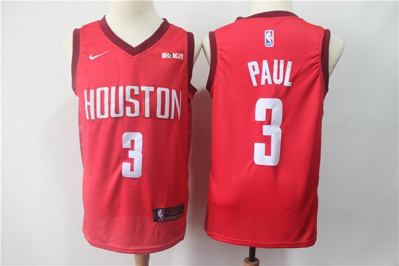 NBA Rockets 3 Chris Paul Red 2018-19 Earned Edition Nike Swingman Men Jersey