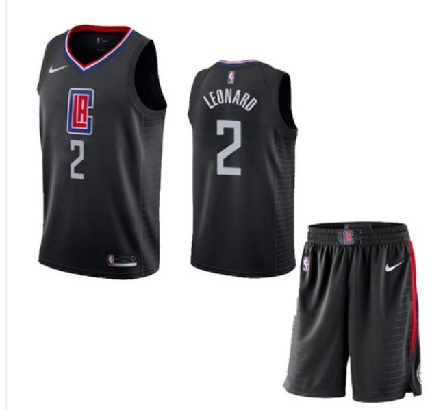 NBA Clippers 2 Kawhi Leonard Black City Edition Nike Swingman Jersey Shorts