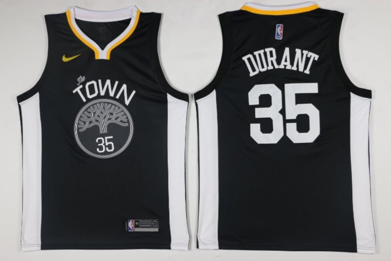 NBA Warriors 35 Kevin Durant 2017-18 Black Nike Men Jersey