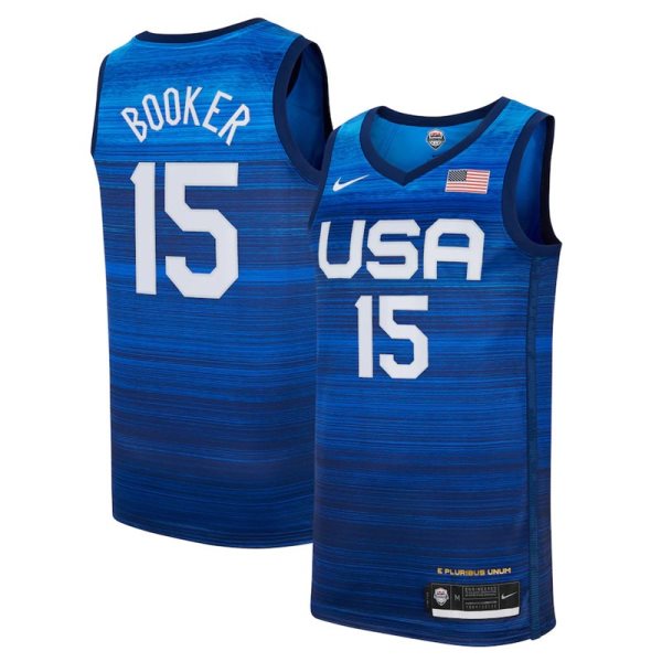 USA Basketball 15 Devin Booker 2021 Tokyo Olympics Blue Away Men Jersey