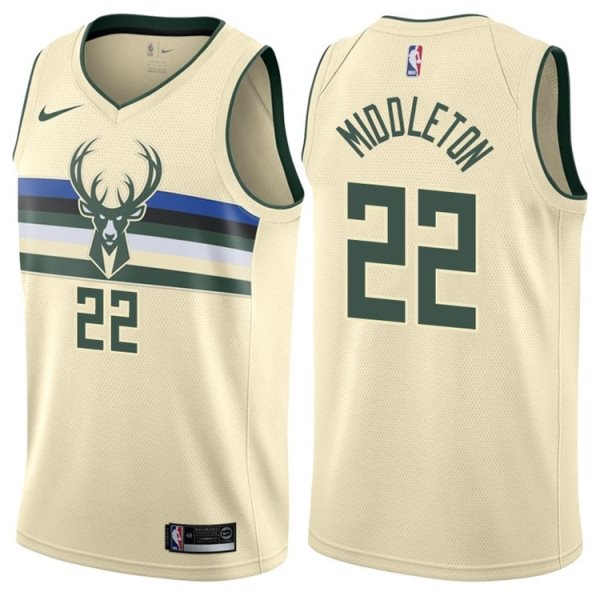 NBA Bucks 22 Khris Middleton Cream City Edition Nike Men Jersey