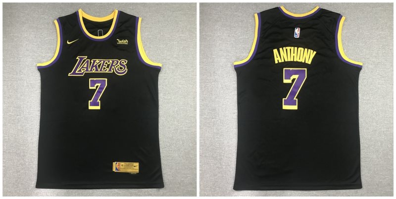 NBA Lakers 7 Carmelo Anthony Balck Earned Edition Nike Men Jersey