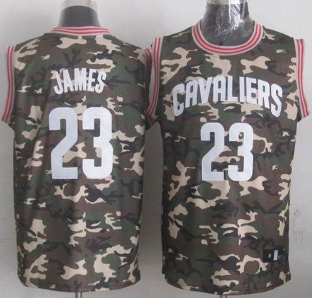 NBA Cavaliers 23 LeBron James Camo Stealth Collection Men Jersey