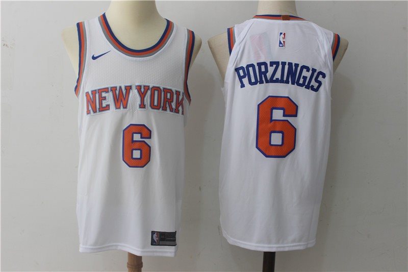 NBA Knicks 6 Kristaps Porzingis White Nike Men Jersey