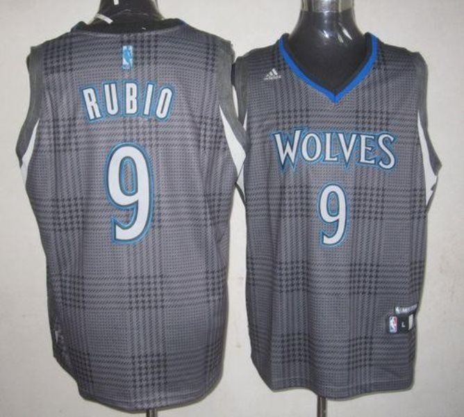 NBA Timberwolves 9 Ricky Rubio Black Rhythm Men Jersey