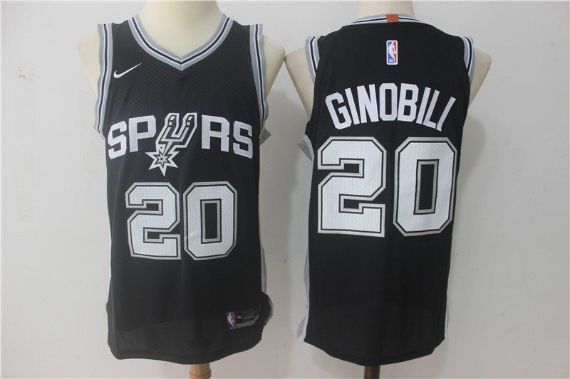 NBA Spurs 20 Manu Ginobili Black Nike Men Jersey