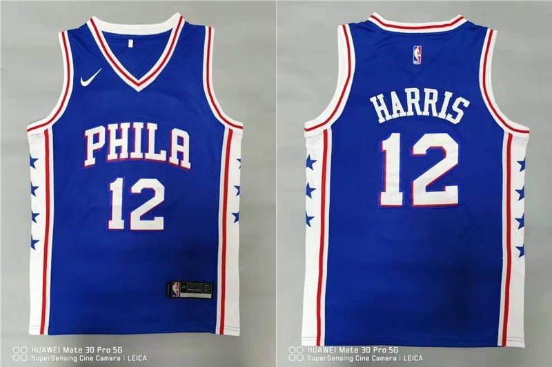 NBA 76ers 12 Tobias Harris Blue Men Jersey