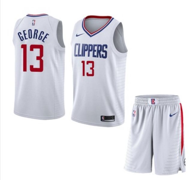 NBA Clippers 13 Paul George White City Edition Nike Swingman Jersey Shorts