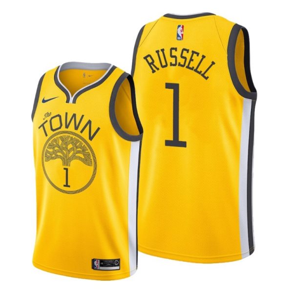 NBA Golden State Warriors 1 D'Angelo Russell Yellow Earned Edition Nike Men Jersey
