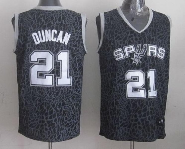 NBA Spurs 21 Tim Duncan Black Crazy Light Men Jersey