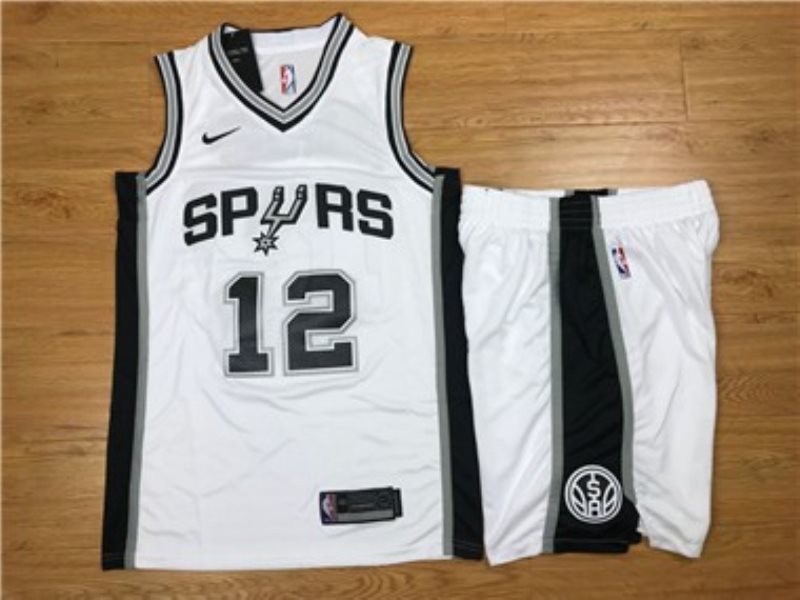 NBA Spurs 12 Lamarcus Aldridge White Nike Swingman Men Jersey With Shorts