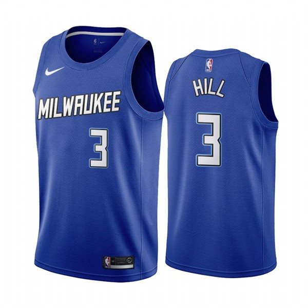 NBA Bucks 3 George Hill Navy 2020-21 City Edition Nike Men Jersey